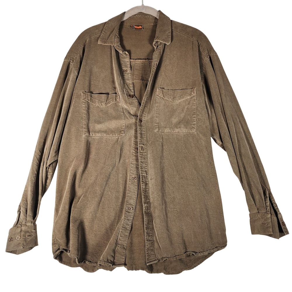 Tianello XS Button Down Shirt Tencel Rayon Blend Made in USA‎ Olive Green
